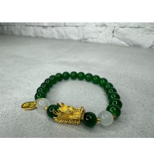 Браслет Дракон із захисною мантрою із Зеленого Нефриту для Здоров'я, Захисти та Багатство з Сінгапуру 9 період