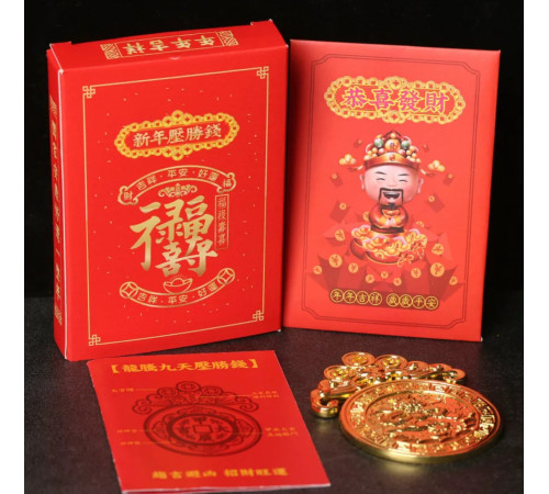 Сакральна Сінгапурська Монета Дракон із Замком Багатства для захисту вашого Багатства та процвітання з мантрою