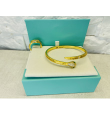 Золотий Набір Змія Браслет і Каблучка зі смарагдом і фіанітами для удачі, Захисти, Здоров'я й здійснення Желаний