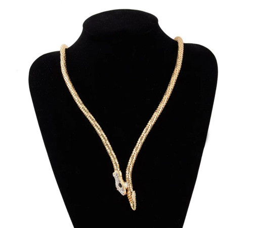 Золота Підвіска Змія з фіанітами та магнітами для Здоров'я, Багатства, удачі та здійснення Жела