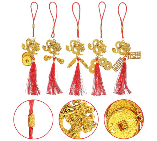 Прикраса Підвіска на червоній нитці Дракон для багатства та процвітання амулет талісман на удачу 1 шт.