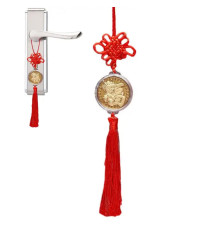 Підвіска монета з драконом символ Фук і містичним вузлом на червоній нитці для удачі та Процвітання