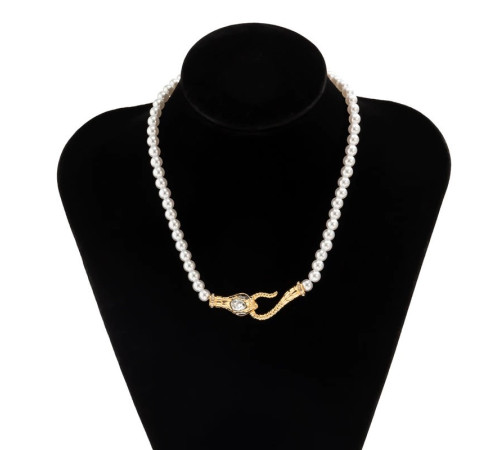 Підвіска Чокер золота Змія перлове намисто з фіанітами для Багатства, удачі та процвітання