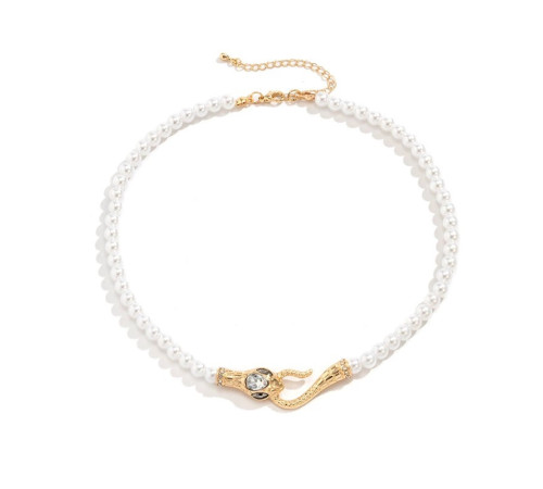 Підвіска Чокер золота Змія перлове намисто з фіанітами для Багатства, удачі та процвітання