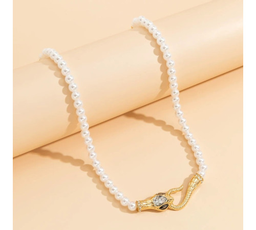 Підвіска Чокер золота Змія перлове намисто з фіанітами для Багатства, удачі та процвітання