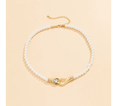 Підвіска Чокер золота Змія перлове намисто з фіанітами для Багатства, удачі та процвітання