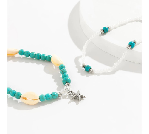 Вінтажний Малазійський кораловий із кристалами браслет-ланцюжок на ногу морська Зірка та Мушля для Аури