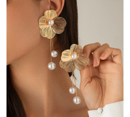 Золоті Сережки Francelli з перламутром для Любві та Великої удачі