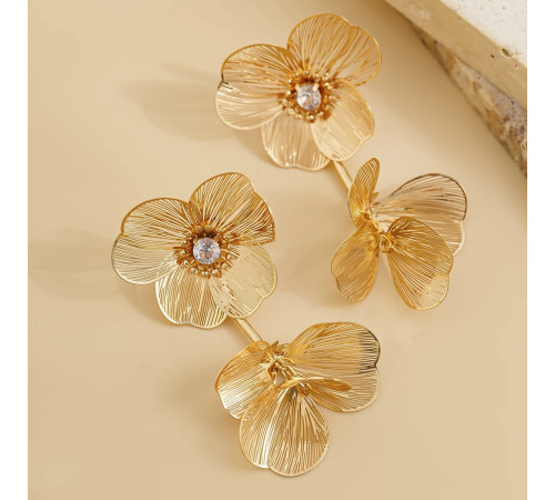 Золоті Сережки Francelli з Фіанітами клас ААА для Любові та Велика енергія й обертання Удачі