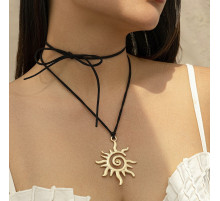 Чокер Підвісок Сонце Пентаграма Золота на чорному шнурку для Красоти, Радості, Счастья, Великий Захист