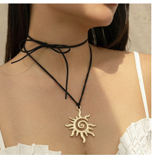 Чокер Підвісок Сонце Пентаграма Золота на чорному шнурку для Красоти, Радості, Счастья, Великий Захист