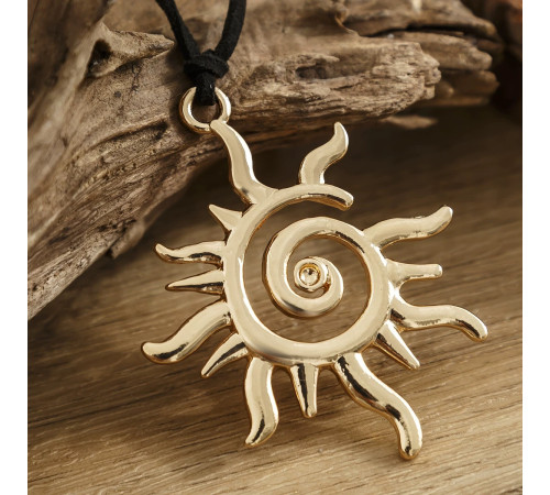 Чокер Підвісок Сонце Пентаграма Золота на чорному шнурку для Красоти, Радості, Счастья, Великий Захист