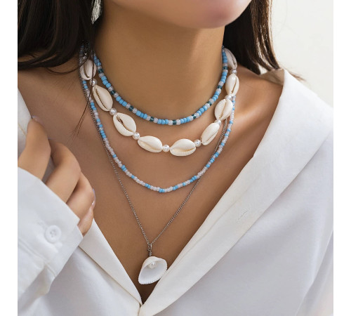 Чокер Комплект намисто з мушлями та Перли з підвіскою Мушля виготовлення бажань для стильної дівчини