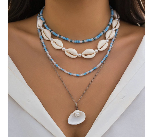 Чокер Комплект намисто з мушлями та Перли з підвіскою Мушля виготовлення бажань для стильної дівчини