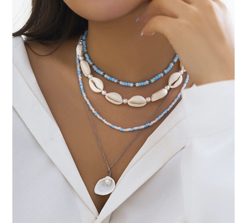 Чокер Комплект намисто з мушлями та Перли з підвіскою Мушля виготовлення бажань для стильної дівчини