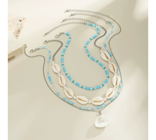 Чокер Комплект намисто з мушлями та Перли з підвіскою Мушля виготовлення бажань для стильної дівчини