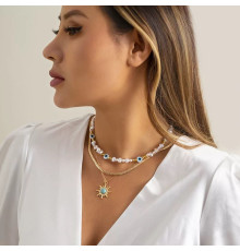 Чокер Підвіска Сонце з Бірюзою від ока та для гарного настрою