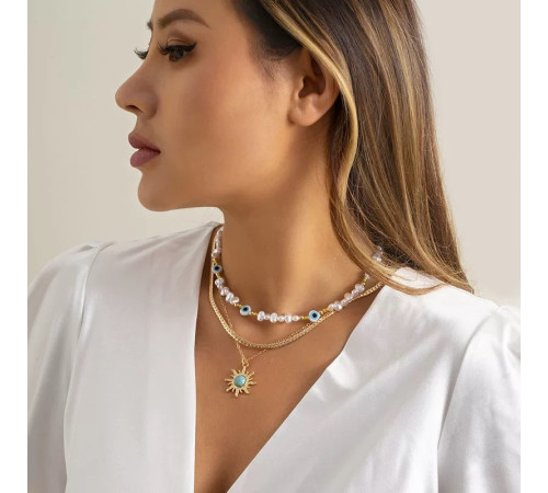 Чокер Підвіска Сонце з Бірюзою від ока та для гарного настрою
