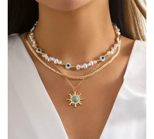 Чокер Підвіска Сонце з Бірюзою від ока та для гарного настрою