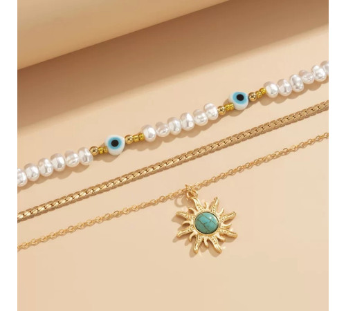 Чокер Підвіска Сонце з Бірюзою від ока та для гарного настрою