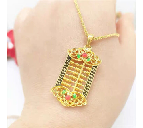 Підвіска Золоті рахівниця з нефритом на удачу в гроші та прибутку для вашого бізнесу