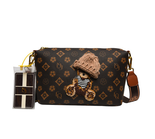 Брендова сумка із сакральними Символами та з Ведмедик Polo для удачі та приваблення грошей і удачі коричневий