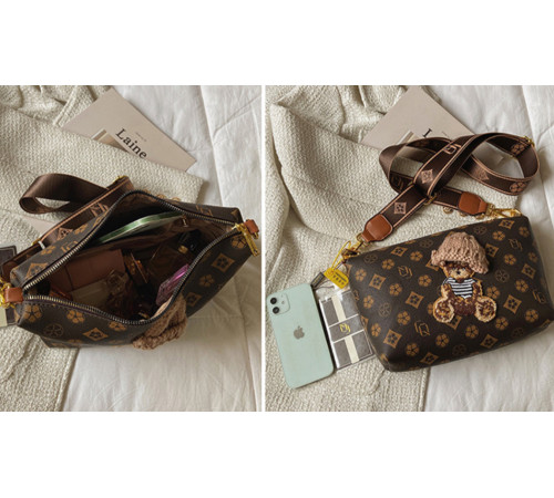 Брендова сумка із сакральними Символами та з Ведмедик Polo для удачі та приваблення грошей і удачі коричневий