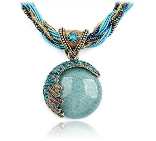 Турмалінове намисто з бісером блакитний Вековий Схід