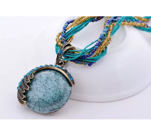 Турмалінове намисто з бісером блакитний Вековий Схід