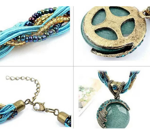 Турмалінове намисто з бісером блакитний Вековий Схід