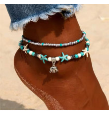 Вінтажний Чеський кораловий браслет-ланцюжок на ногу слон Вековий Схід для Захисту та Везеня