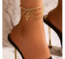 Золота браслет-ланцюжок на ногу Змія Вековий Схід для Здоров'я та Везеня