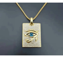 Золота підвіска Стародавнього єгипетського покровителя 53 Очі Хора з фіанітами Здоров'я, Зцілення, Власть