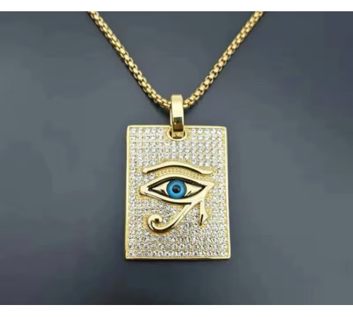 Золота підвіска Стародавнього єгипетського покровителя 53 Очі Хора з фіанітами Здоров'я, Зцілення, Власть