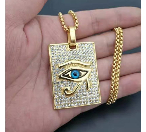 Золота підвіска Стародавнього єгипетського покровителя 53 Очі Хора з фіанітами Здоров'я, Зцілення, Власть
