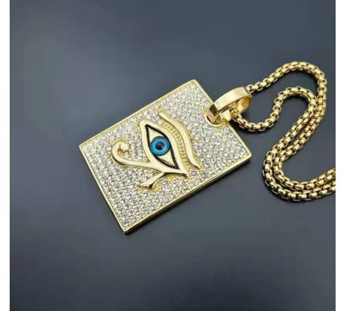 Золота підвіска Стародавнього єгипетського покровителя 53 Очі Хора з фіанітами Здоров'я, Зцілення, Власть