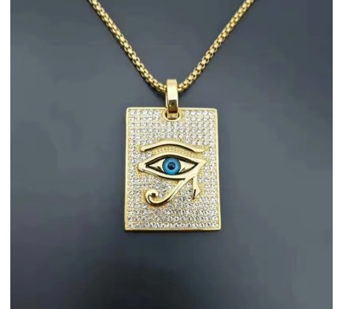 Золота підвіска Стародавнього єгипетського покровителя 53 Очі Хора з фіанітами Здоров'я, Зцілення, Власть