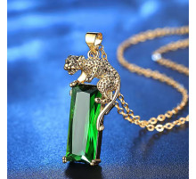 Золота підвіска Леопард із Зеленим Турмаліном для королівської влади амулетом