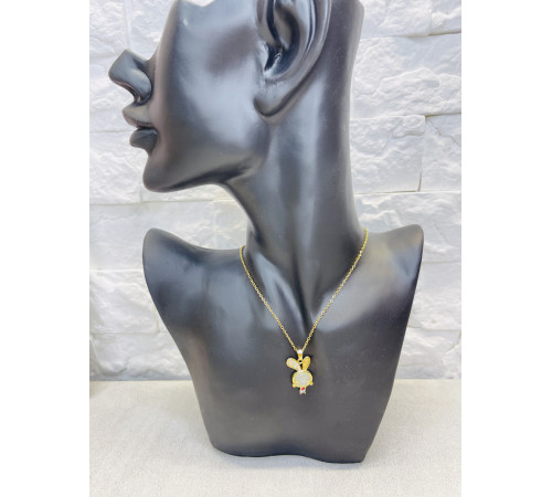 Золота підвіска Кролик із натуральним каменем котяче око підсилює вібрації любові та щастя