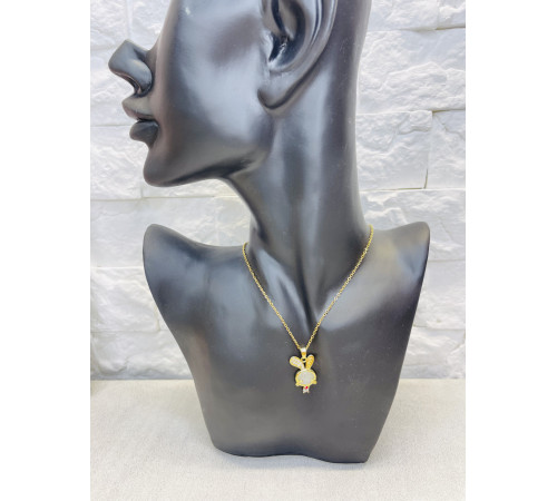 Золота підвіска Кролик із натуральним каменем котяче око підсилює вібрації любові та щастя