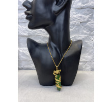 Золота підвіска Сакральний Дракон на Зеленому Турмаліні для влади, Статус, дія залучити Удачу