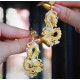 Тибетські сакральні Золоті Сережки Дракон для Удачі, Багатства та Захисту на 9 період 18 каратів