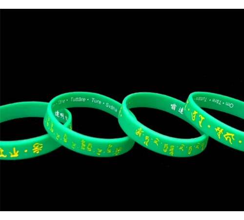 Тибетський Силіконовий Браслет Амулет Зелена Тара з мантрами для Благодаті, Здоров'я, Мудрості, Захисти