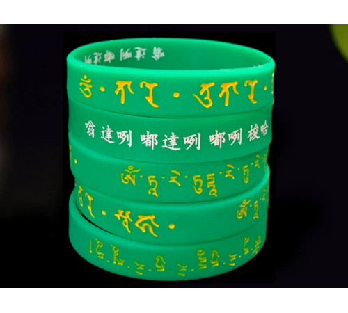 Тибетський Силіконовий Браслет Амулет Зелена Тара з мантрами для Благодаті, Здоров'я, Мудрості, Захисти