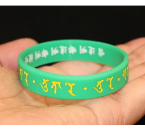 Тибетський Силіконовий Браслет Амулет Зелена Тара з мантрами для Благодаті, Здоров'я, Мудрості, Захисти