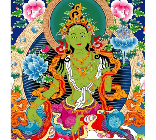 Тибетський Силіконовий Браслет Амулет Зелена Тара з мантрами для Благодаті, Здоров'я, Мудрості, Захисти