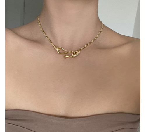 Золота сакральна підвіска Змія з Фіанітами для Здоров'я, Багатства, удачі та здійснення Жела