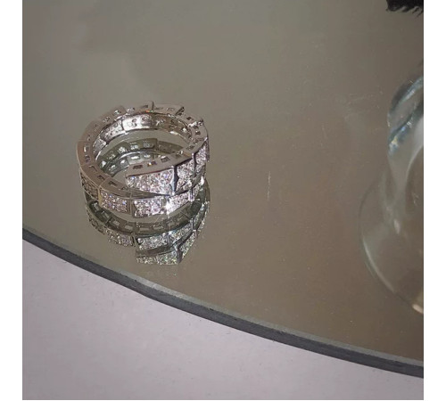 Срібна Каблучка Сакральна Змія з Фіанітами для Здоров'я, Багатства та Великої удачі