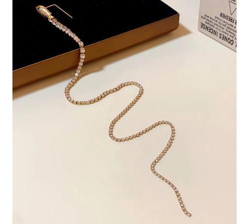 Золота сакральна талісман шпилька ланцюжок для волосся Змія з Фіанітами та Смарагдом для Багатства, Здоров'я та У