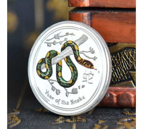 Срібна монета Сакральна Змія для Здоров'я, Багатства, Слави, Успіху, Процвітання й Мудрості 1 Dollar